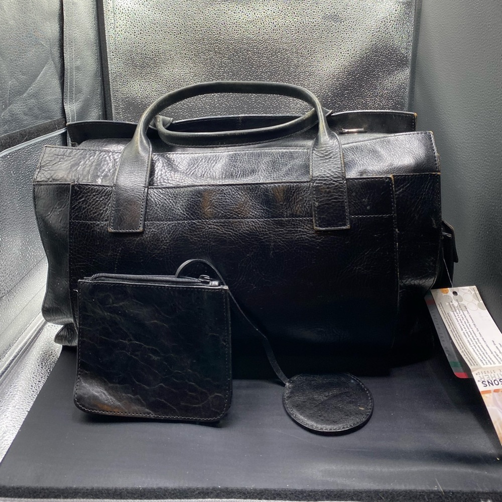 645 Wilson black Leather Pelle studio briefcase/satchel NEW W TAGS